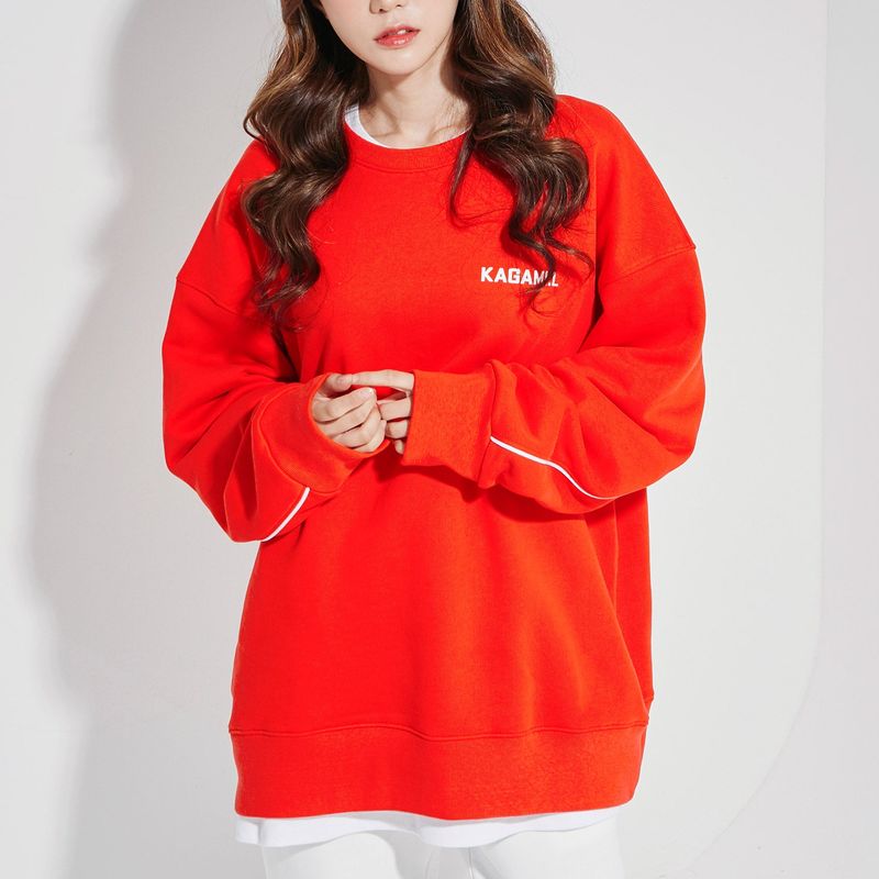 Oversize Back Line Sweat shirt Red