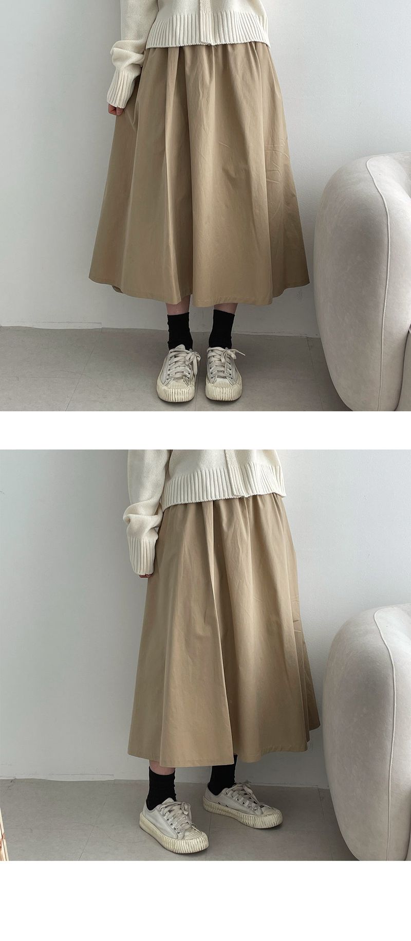 banding flare skirt