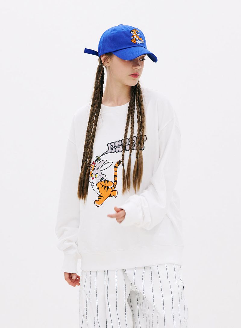BSRABBIT(ビエスラビット)の「BSRBT TIGER RABBIT CREWNECK WHITE(Tops)」
