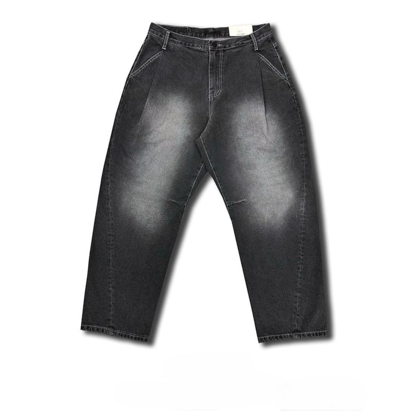 Curved Out Denim Pants (2 Colors)