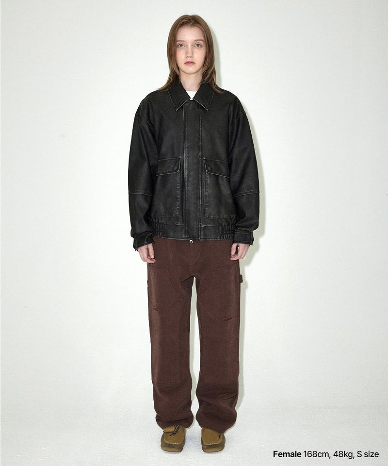 WASHED FAUX LEATHER BLOUSON