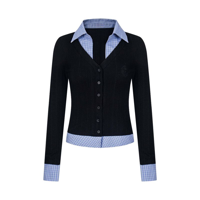 Cozy&Kitsch（コージーアンドキッチ）の「Blue Check Layered Knit Cardigan 233313052（Tops）」
