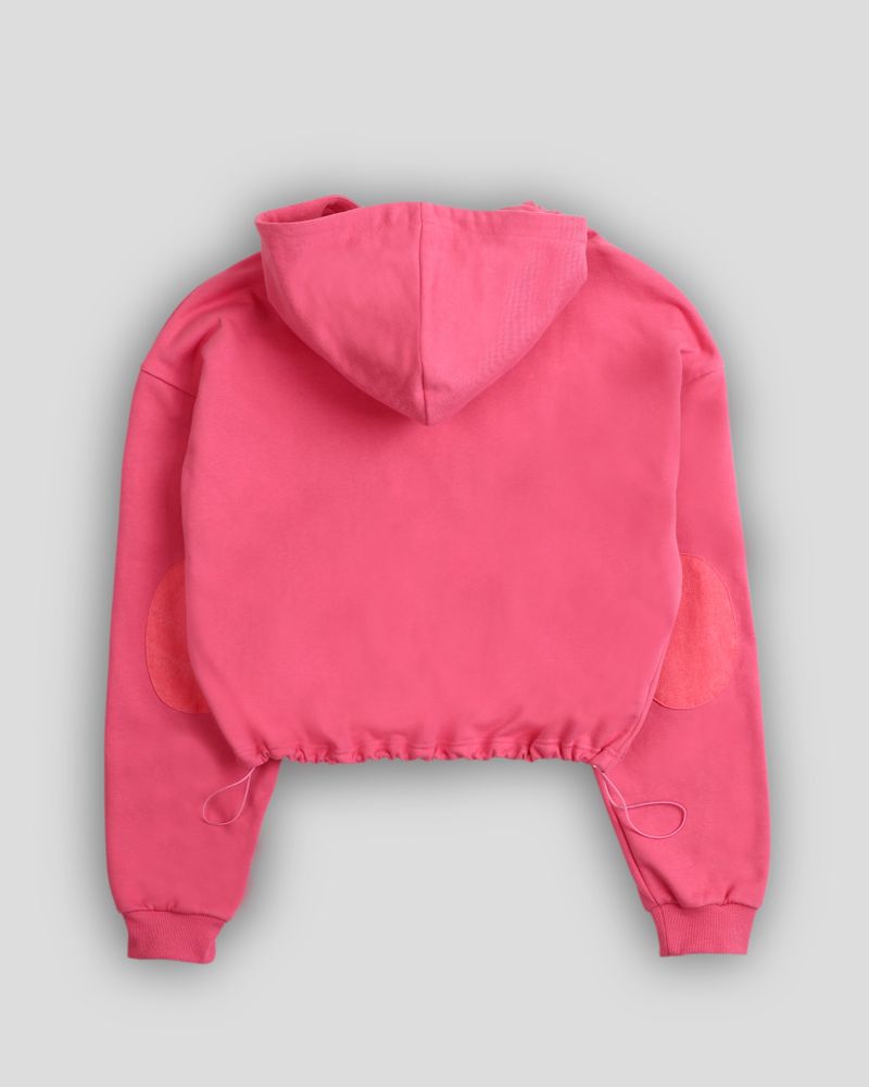 Silver Logo Docking Crop Hood Zip-Up Pink