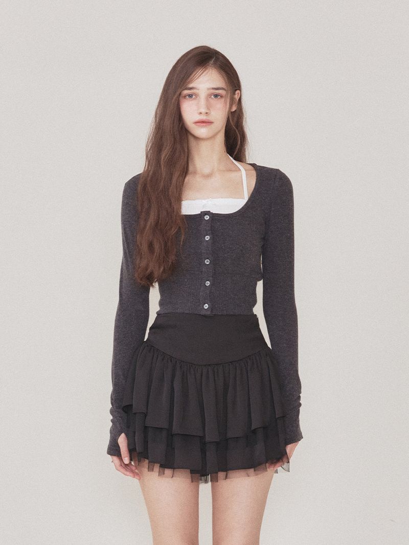Not your rose（ノットユアローズ）の「Luna cardigan set (Charcoal)（Tops）」