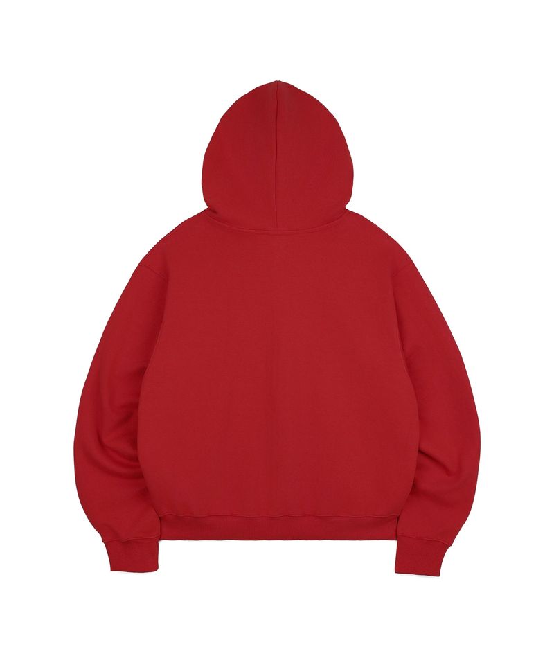 Front Lettering Hooded Zip-Up - Red