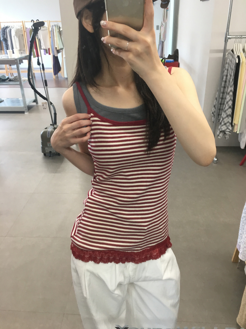 Som Striped Lace Sleeveless (4color)