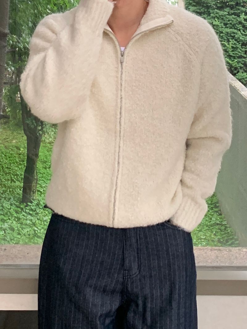 Boucle Full Zip Two-Way Cardigan
