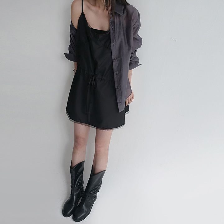 [Arenty] Lace String Bustier Mini Dress - 2 colors