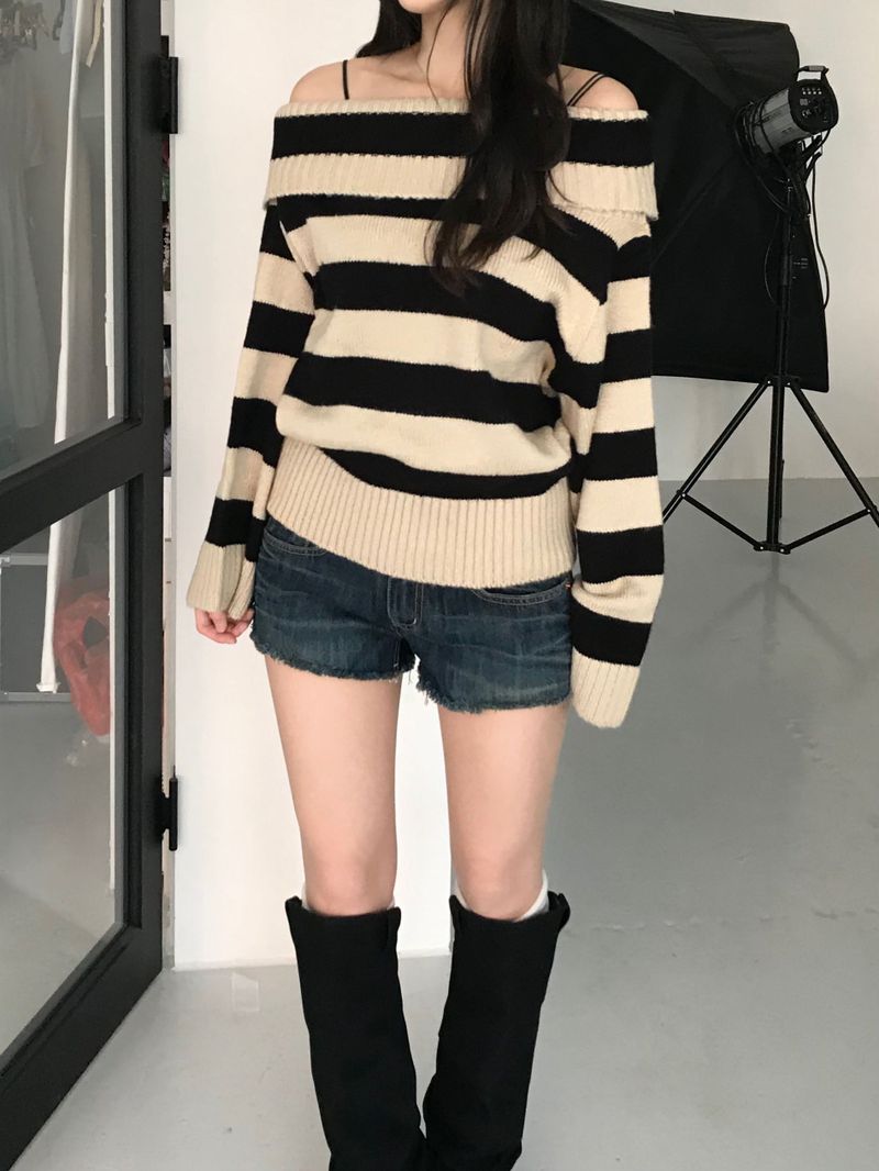 Tommy Stripe Off Knit (2 colors)