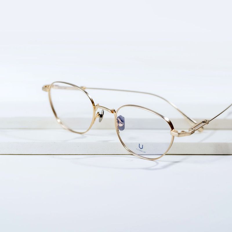 Knouun Round titanium glasses CODE. 102. B Sizzy Gold