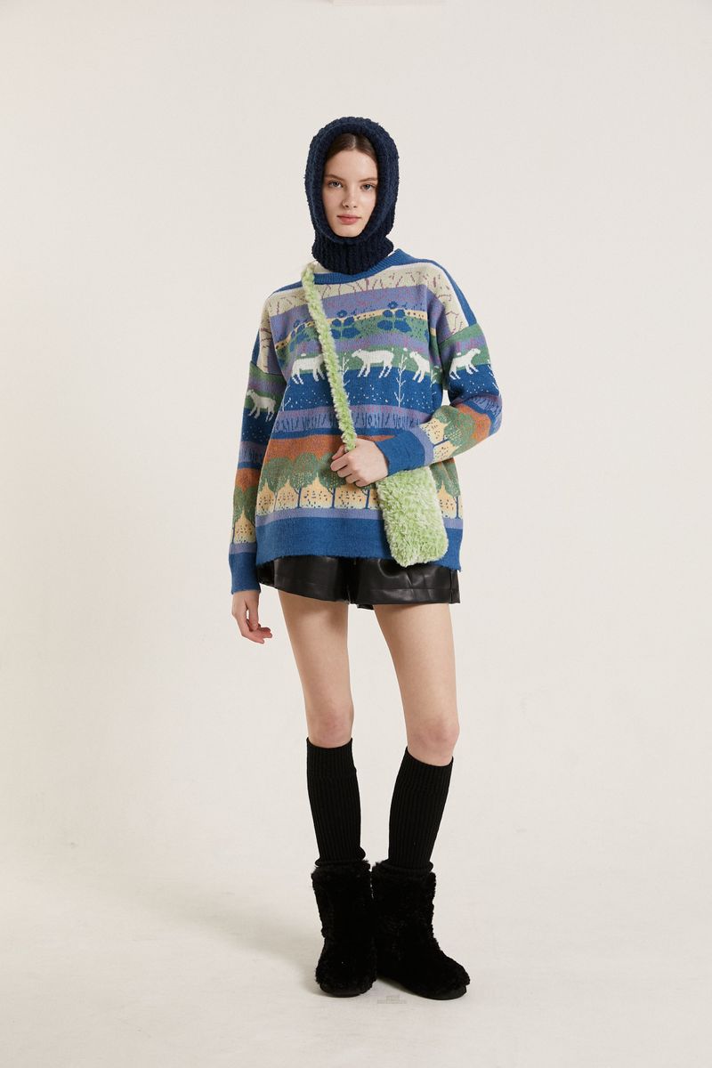 PINK PINEAPPLE（ピンクパイナップル）の「KNITTING FUR BAG_GREEN（Bags）」