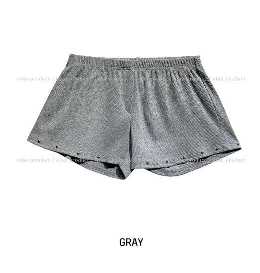 studded ribbed low-rise shorts
