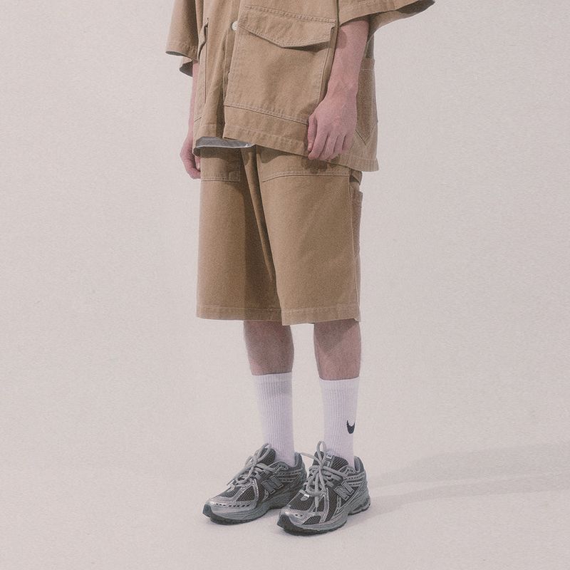 bio jacquard pocket shorts_beige