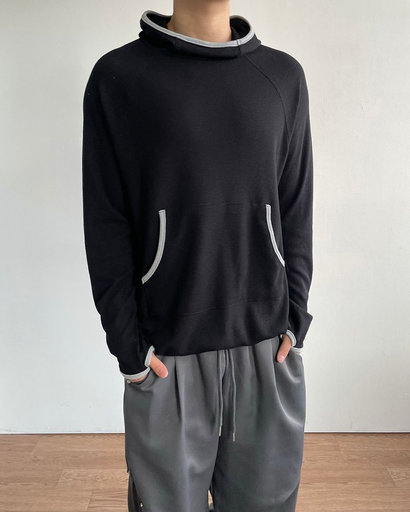 Gets High-neck Waffle Hoodie
