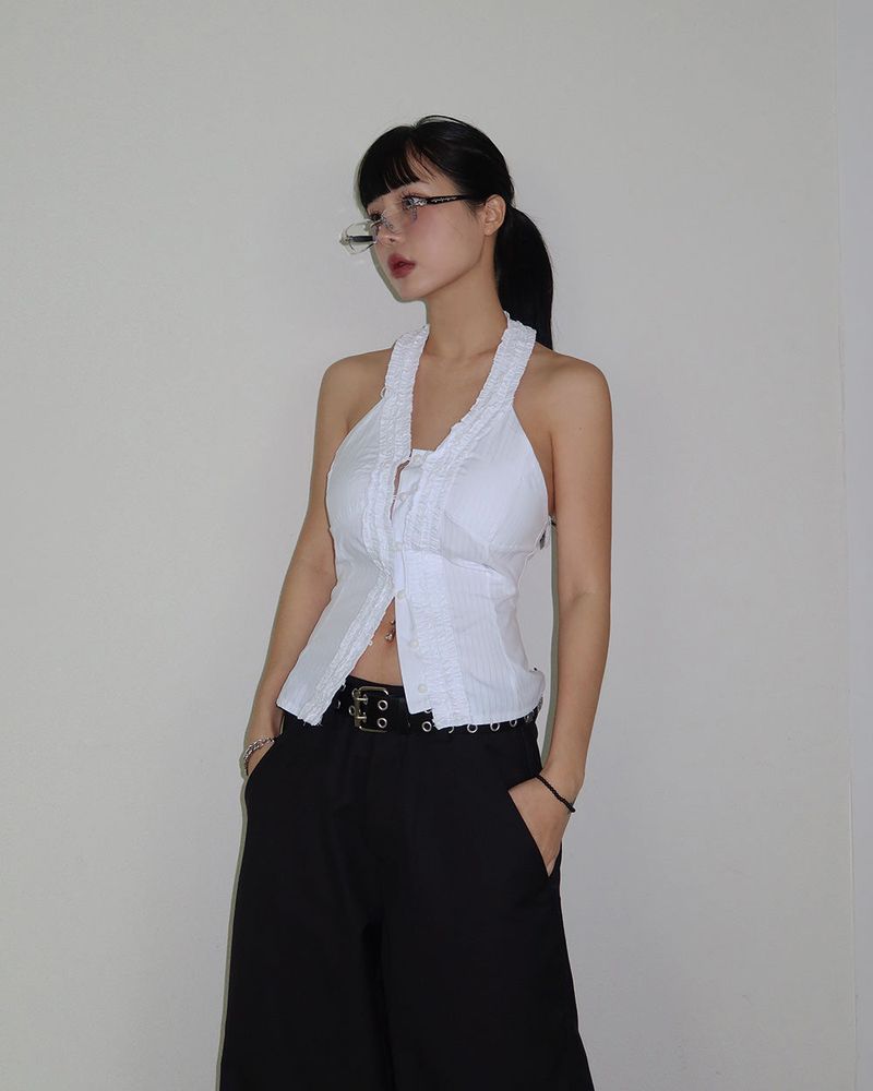chrome cross-rimmed glasses