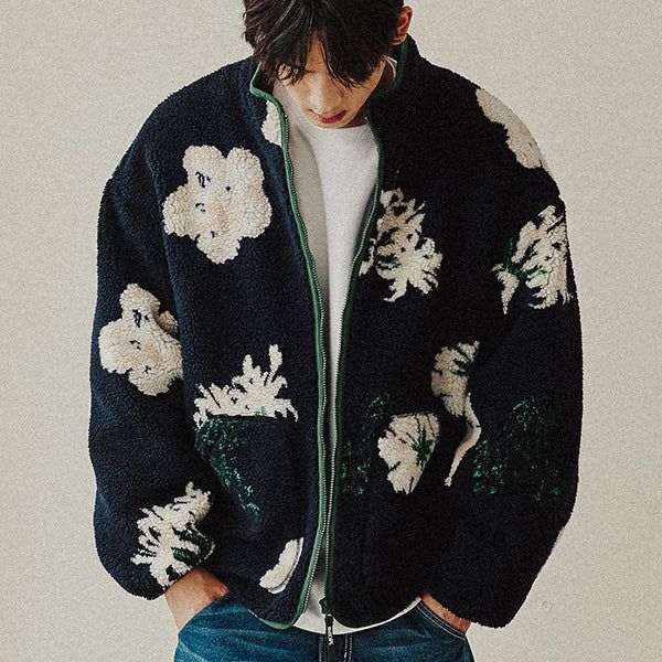 ROMANTIC CROWN（ロマンティッククラウン）の「WILD FLOWER FLEECE JACKET_NAVY（Jackets/Outerwear）」