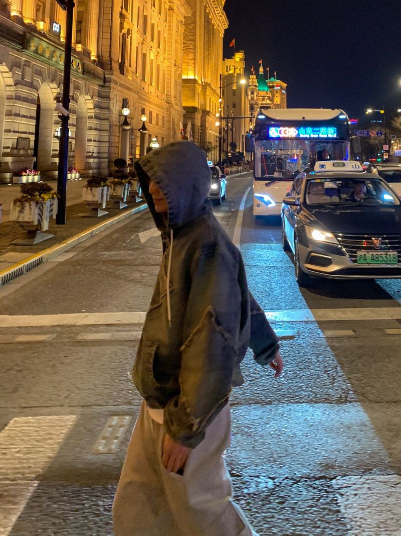 Nanjing vintage denim hooded jacket