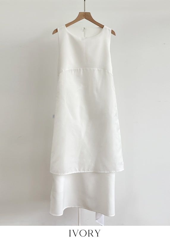 Roselle Layered Wrap Sleeveless Long One Piece