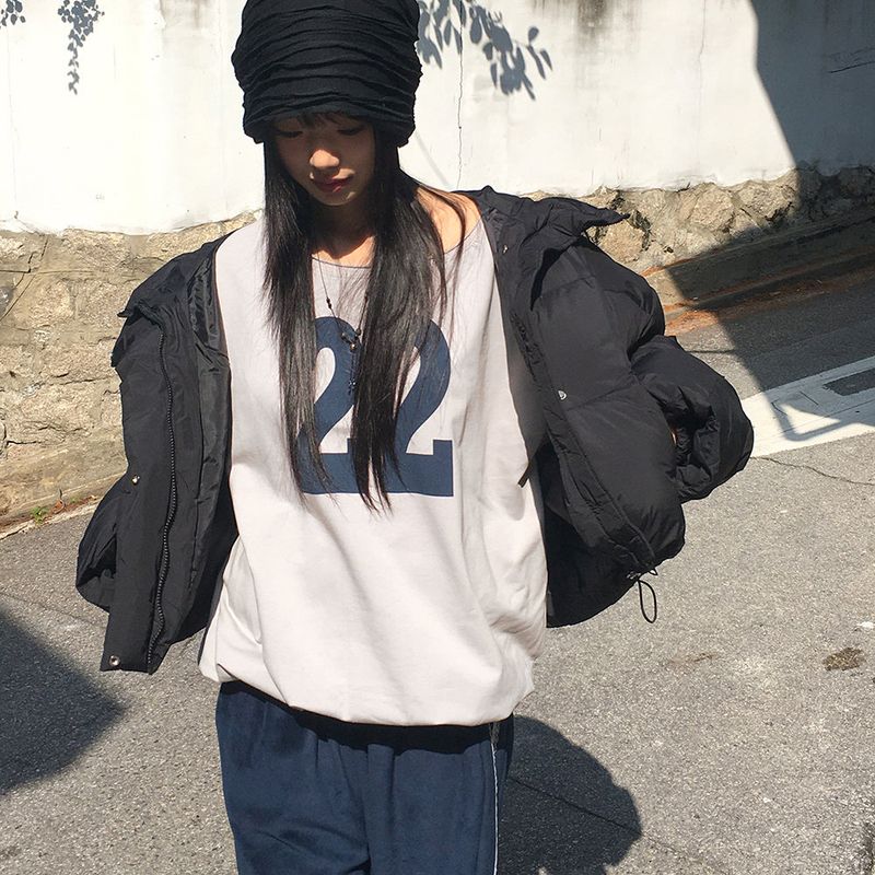 Twotwos one off-shoulder y2k sweatshirt
