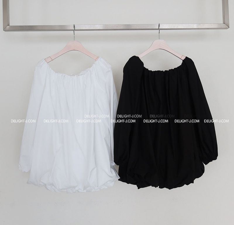 Pumpkin Balloon Off-Shoulder Long Blouse & Mini Dress