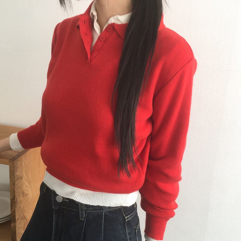 cdan collar button slim fit knitwear