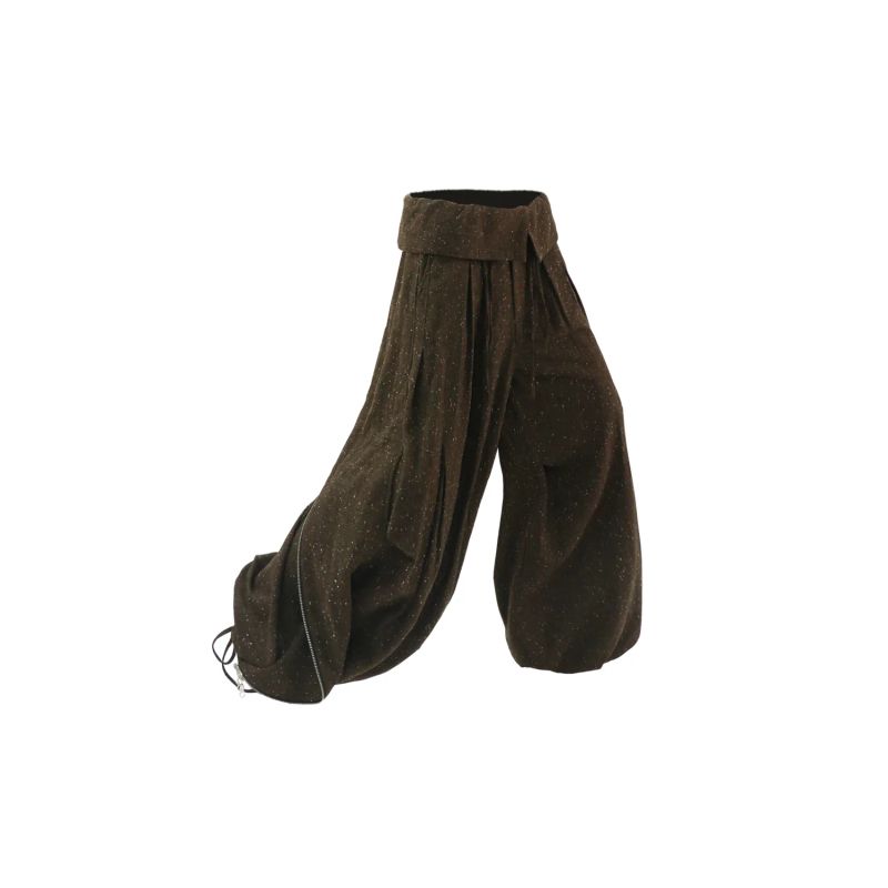RELABEL(DIGGER) snowflake woolen fabric pleated deconstruction multi-functional sack casual pants