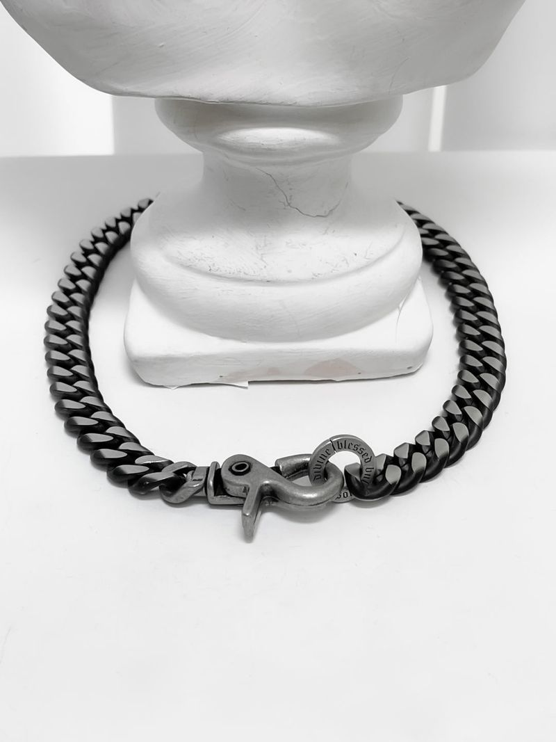 [BLESSEDBULLET]black line  chain necklace_blacksilver_13mm