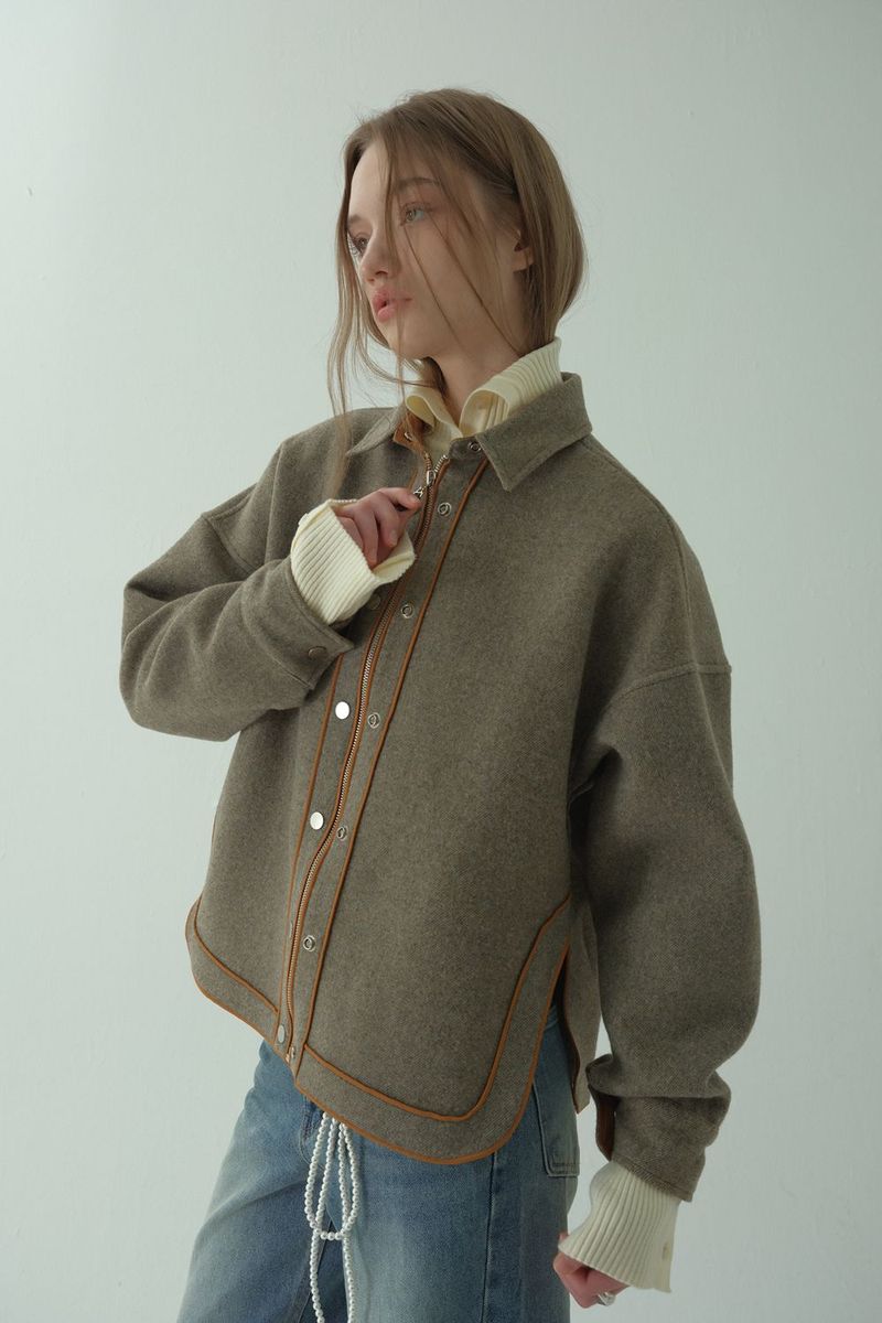 WOOL BLENDING ZIP-UP JACKET_BEIGE