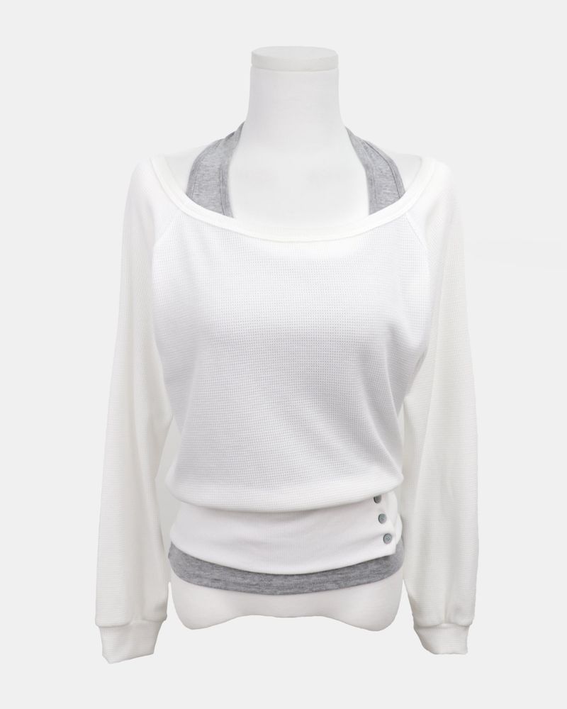 Hamin Halter Waffle Off-Shoulder Sweatshirt Set