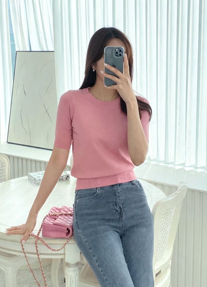Today Round Basic Short Sleeve Knit