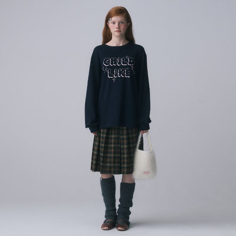CHILDLIKE PRINTED LONG SLEEVE, NAVY