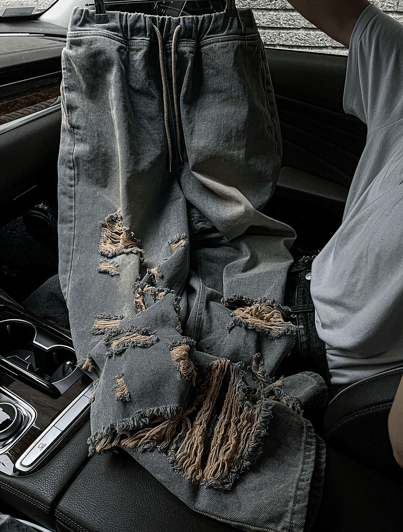 vintage washing butter denim pants