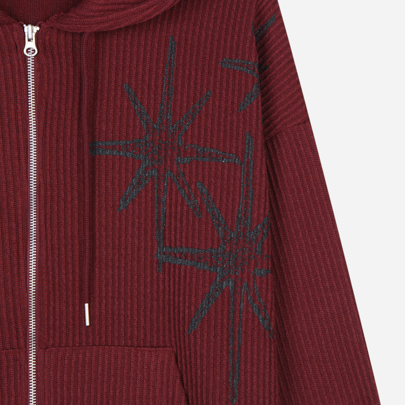 Bloom Cropped Knit Hooded Zip-up