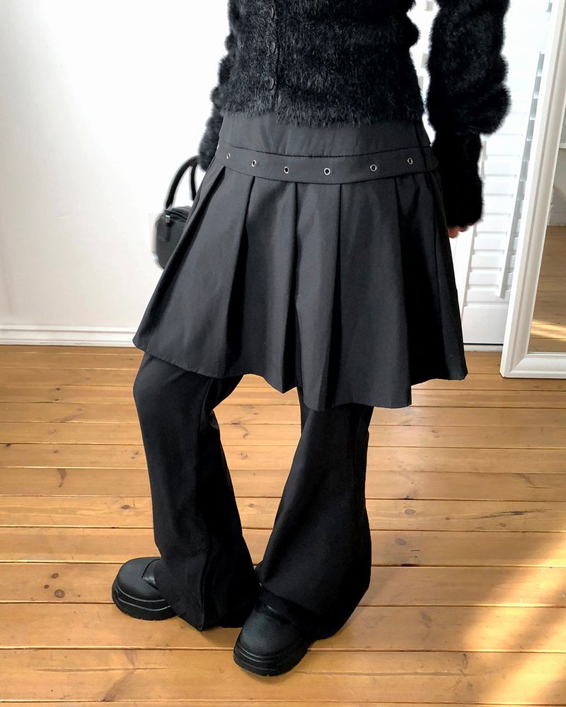 Luan Eyelet layered midi skirt bootcut pants