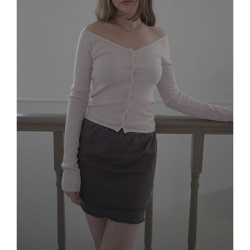 OVERLOCK MINI SKIRT-DARK GRAY