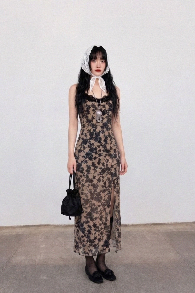 SIREN LACE GOWN SLIT DRESS