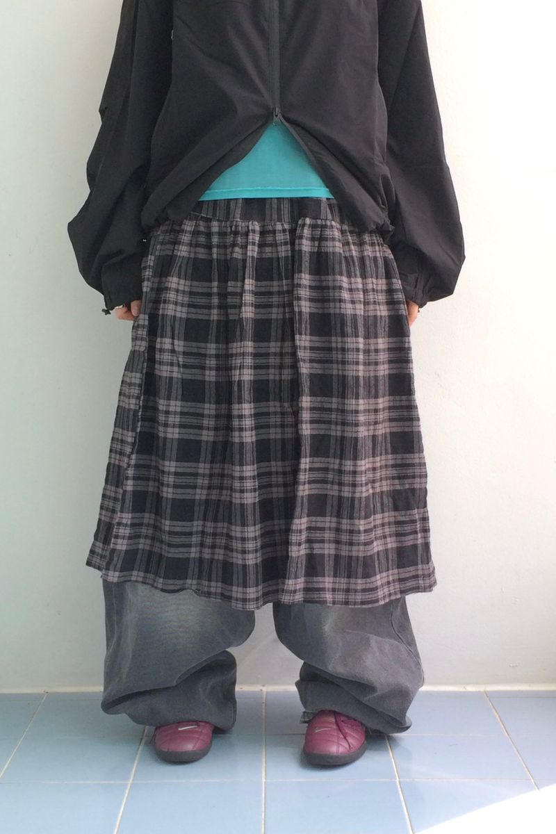 dusty checkered long skirt