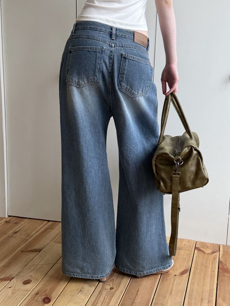 [ORIGINAL] Melted Pintuck Denim Wide Pants