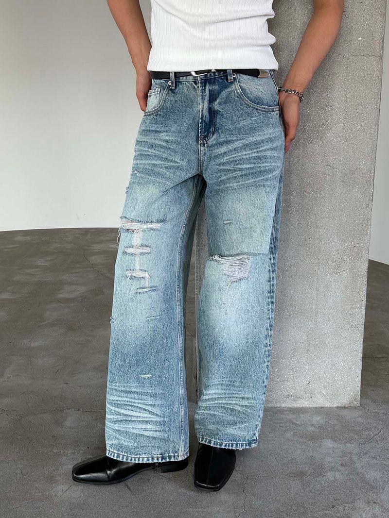 LAURANT(ロラン)の「Brush destroyed wide denim pants(Pants)」