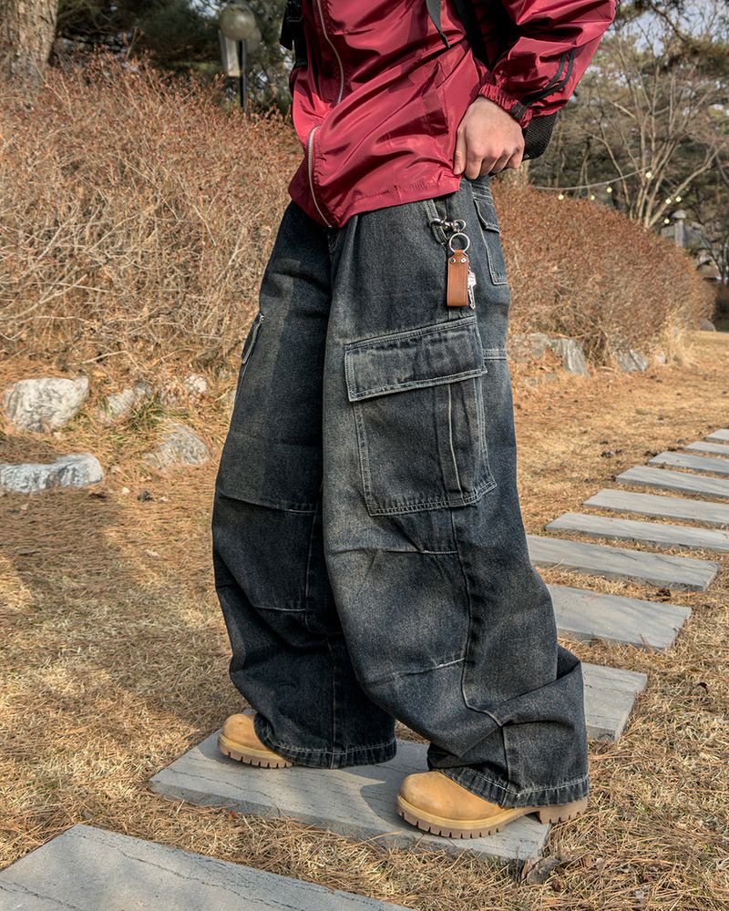 Bare Washed Wide Cargo Denim
