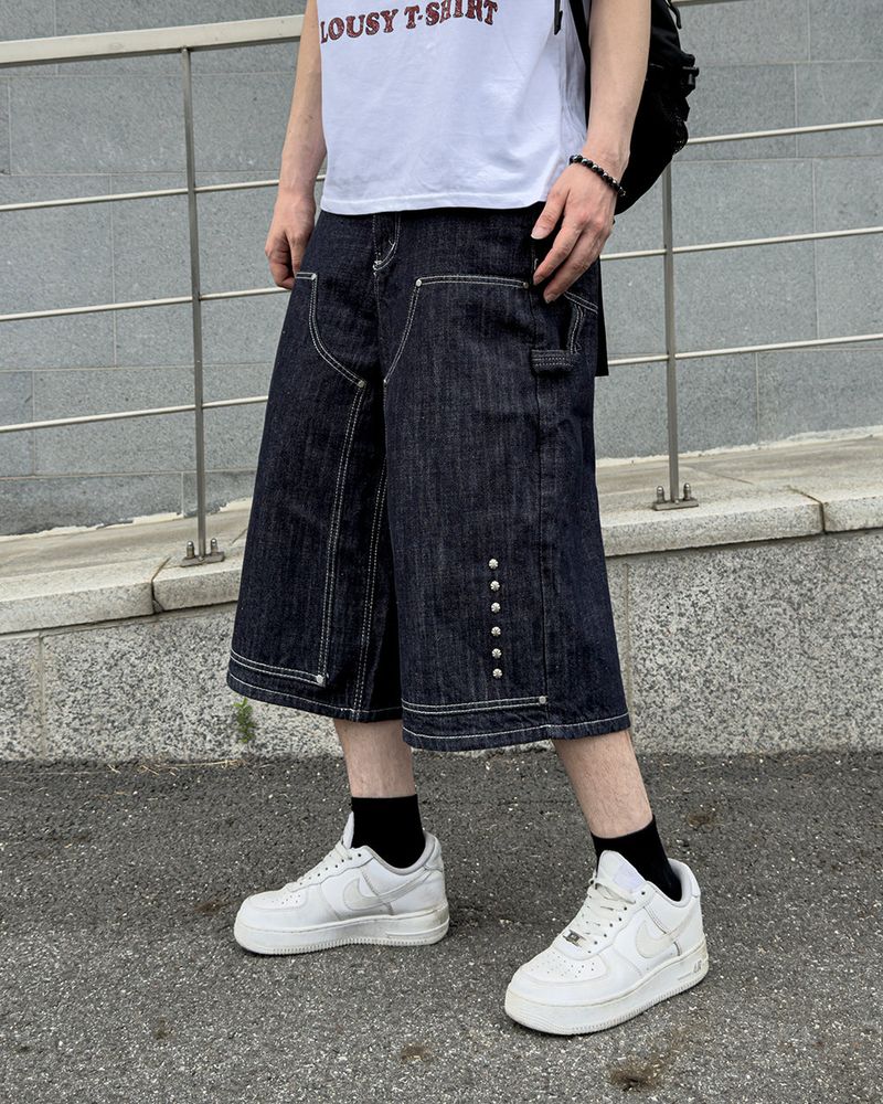 Beto Studded Bermuda Denim Pants