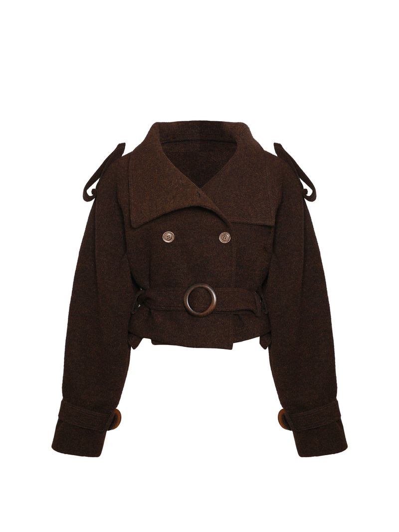 NyDkyel™ Cotton wool fabric multi-shape button short silhouette waist jacket