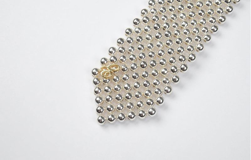 BEADED TIE NECKLACE (METAL SILVER)