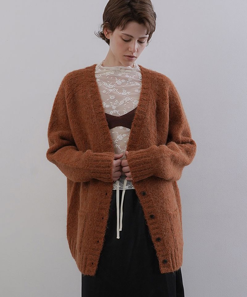 WITHOUTSUMMER（ウィズアウトサマー）の「Softy alpaca cardigan_orange（Tops）」