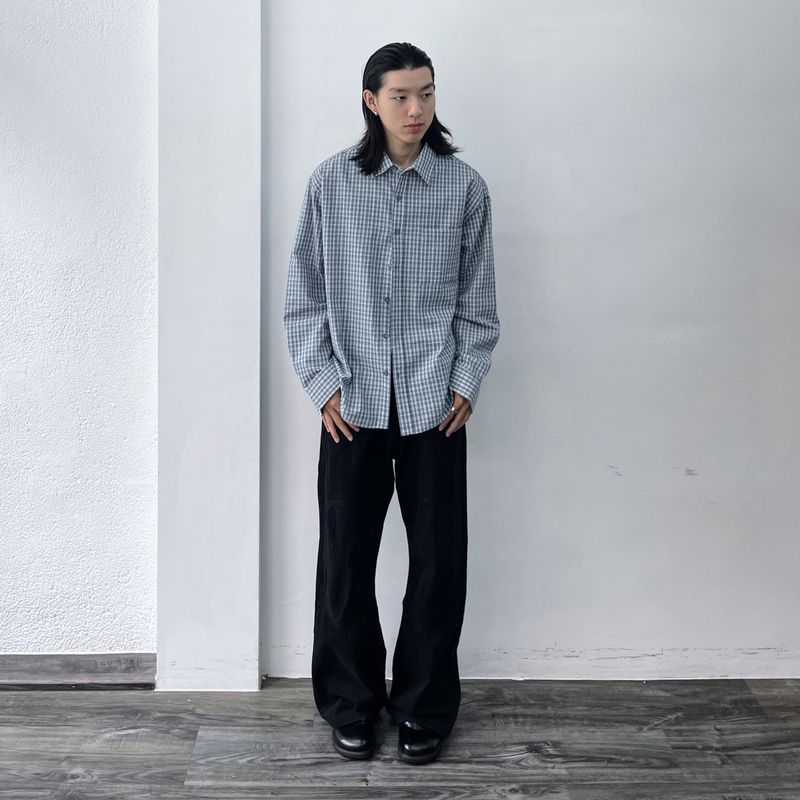 Curved Stitch Wide Trousers