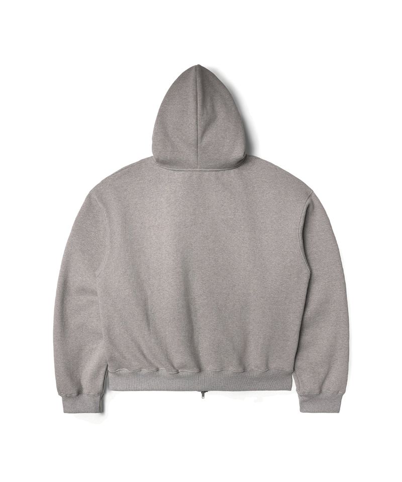 Crop Fur Hooded Zip-Up - Grey