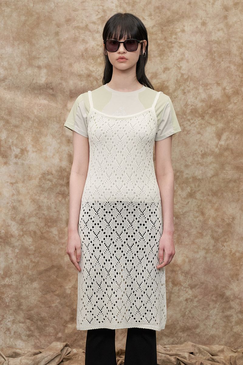 UNALLOYED（アナロイド）の「[22S] MESH ARGYLE KNIT ONE PIECE（Dresses）」
