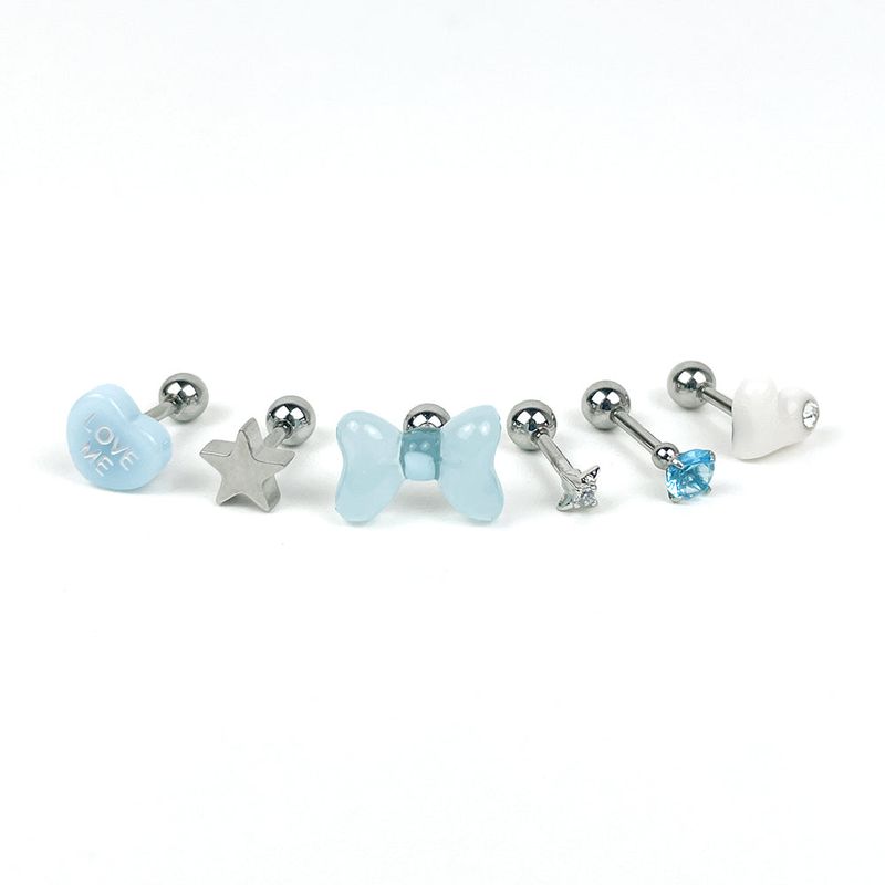 [SET] Ribbon Heart Cubic Piercing