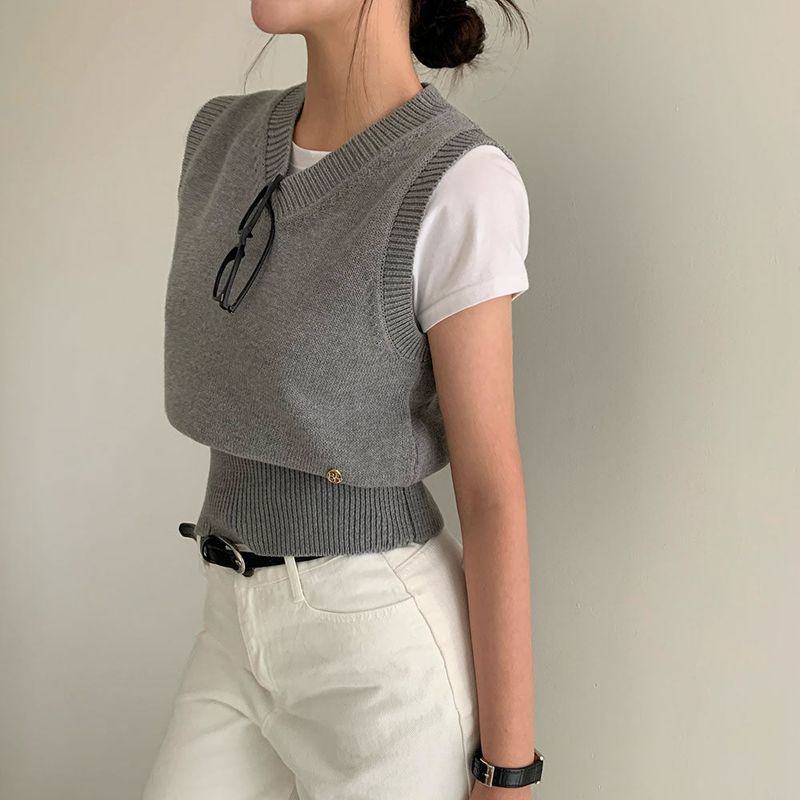 [Bellide made] Old money V-neck knit vest