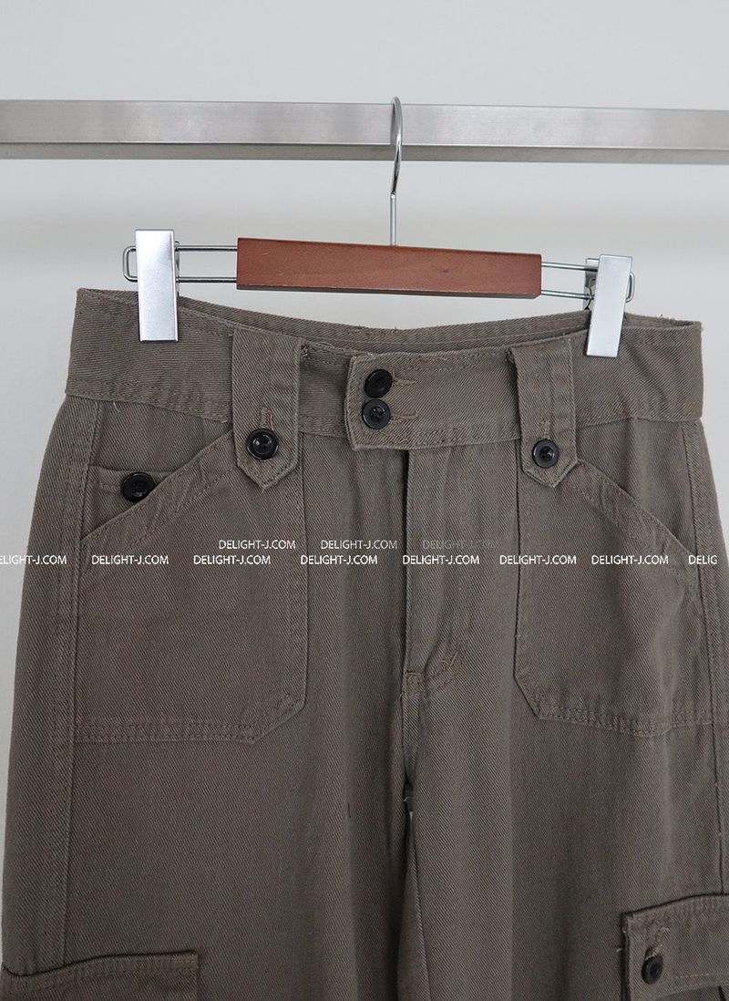 cargo straight wide long pants